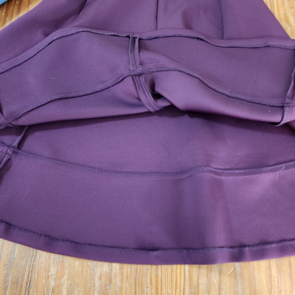 DKNY Burgundy Scuba Dress 6 NWT Short Sleeve Pockets A-Line Knee Length Gold Zip - Picture 12 of 16